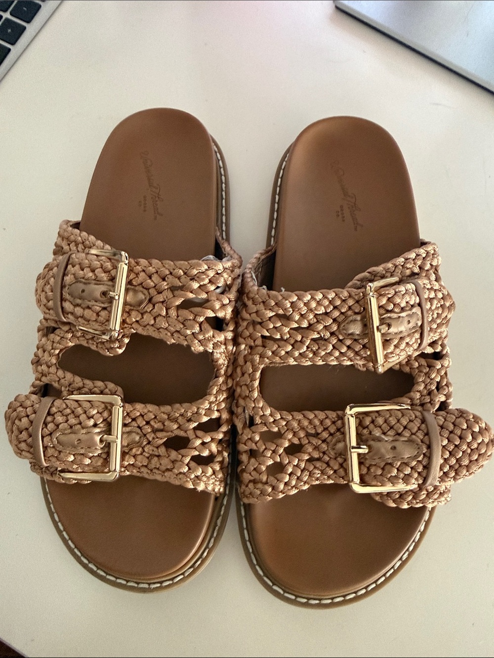 Universal Thread Kylie Crochet Braided Double-Buckle Slide Footbed Sandals